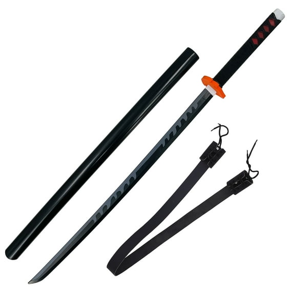 Armory Replicas Tanjiro Kamado Foam Nichirin Katana with Leather Back Sling – Cosplay Sword & Sheath Combo