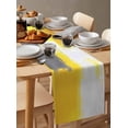 thumbnail image 6 of Ldtrchee Yellow Grey Table Runner 72 Inches, Abstract Oil Painted Modern Geometric Bed Runner Dresser Scarves Tabletop for Indoor Outdoor Parties/Ceremony/Banquet, 18" x 72", 6 of 8
