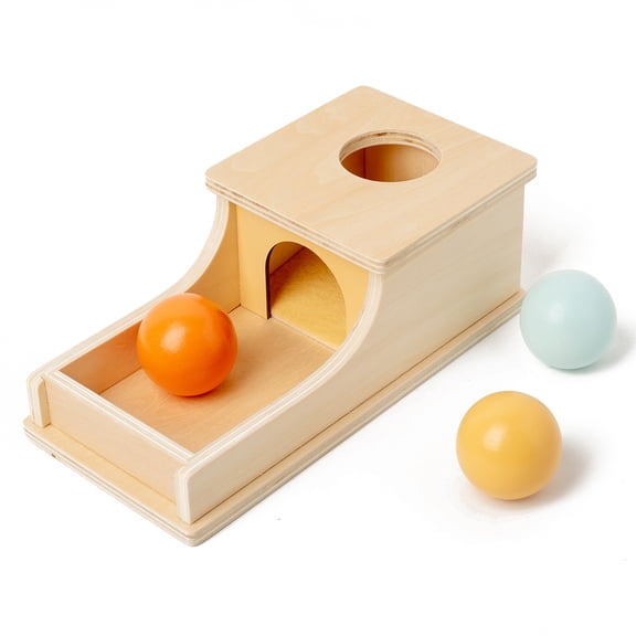 BUSY EDITION Montessori Wood Toy Object Permanence Box for Baby Toddler 0-3 Years Old