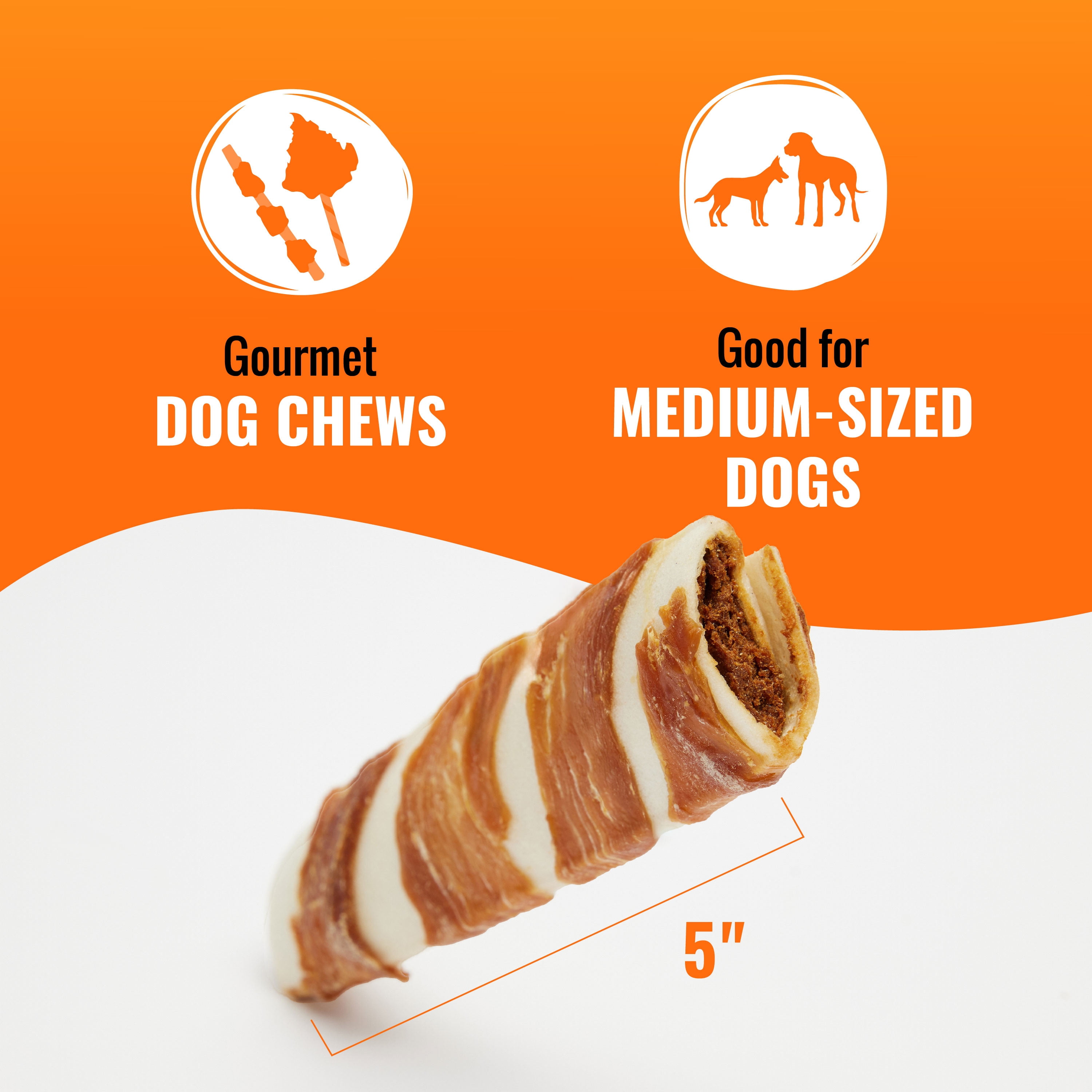 Good ‘n’ Fun Triple Flavor Stuffed Ribs for Medium Dogs, Chicken-Free Rawhide Chews Made with Beef, Duck and Prime Rib Flavor, 4 Count