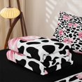 thumbnail image 5 of Manfei Pink Bowknot Zipper Full Size Comforter Sets with Fitted Sheet and 2 Pillowcases For Girls,Vintage Farmhouse Cow Print Zipper Bedding Set For Kids,Black Reversible,4-Piece, 5 of 7