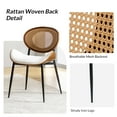 thumbnail image 3 of Rattan Dining Chairs Set of 6 Mid-Century Faux Leather Side Chairs Metal Legs Kitchen Restaurant Beige, 3 of 7