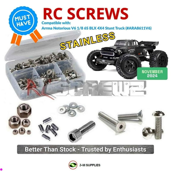 RCScrewZ Stainless Screw Kit ara064 for Arrma Notorious V6 1/8 6S BLX 4X4 Truck (#ARA8611V6) | SET