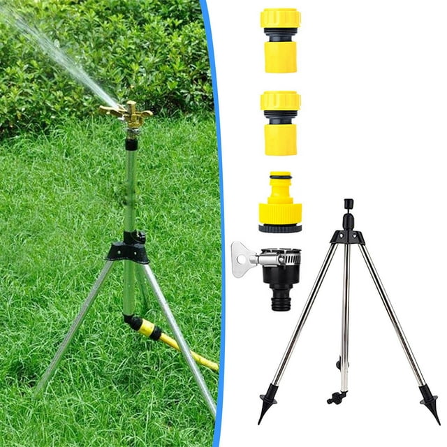 Teissuly 360 Degree Rotating Tripod Water Sprinkler, Stainless Steel Rotary Irrigation Tripod Telescopic Support Sprinkler, Water Sprinklers for Large Area Yard Lawn Garden Teissuly WER202312130244