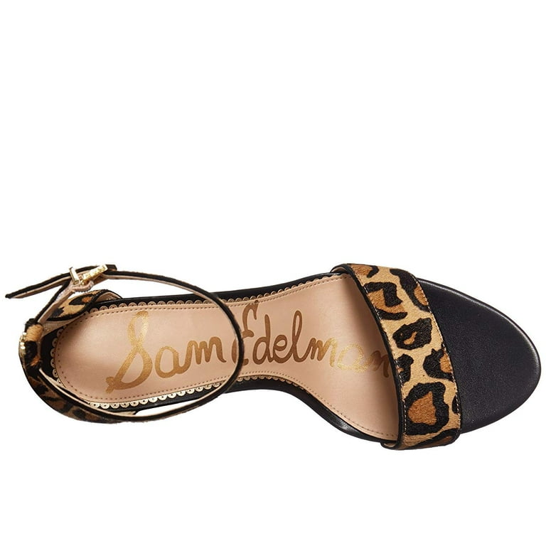 Sam Edelman Yaro Ankle Strap Sandal Heel New Nude Leopard Brahma Hair