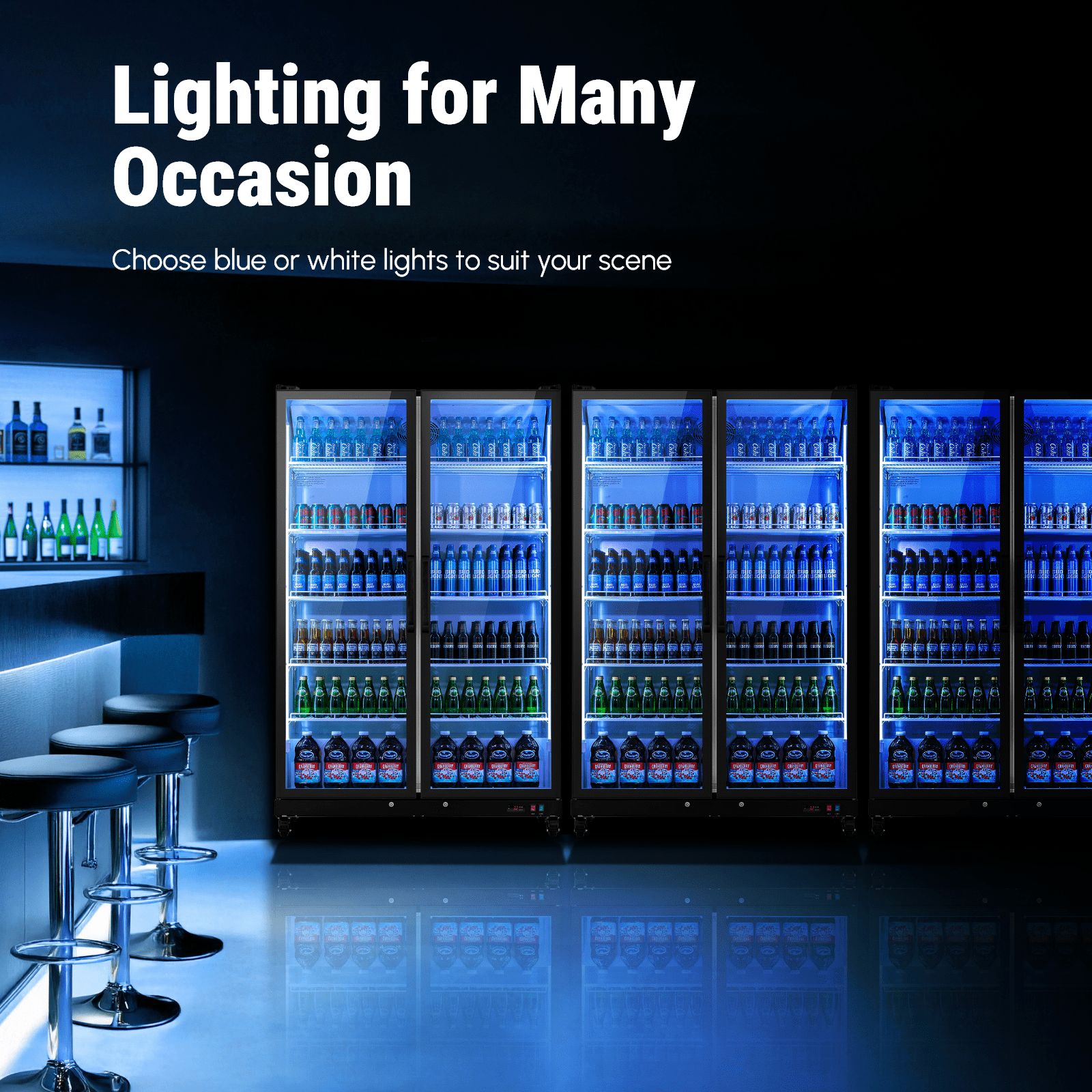 Yeego 37.79 Cu.  Ft Commercial Refrigerator,1100 Cans Merchandiser Refrigerator with LED Light & Door Lock