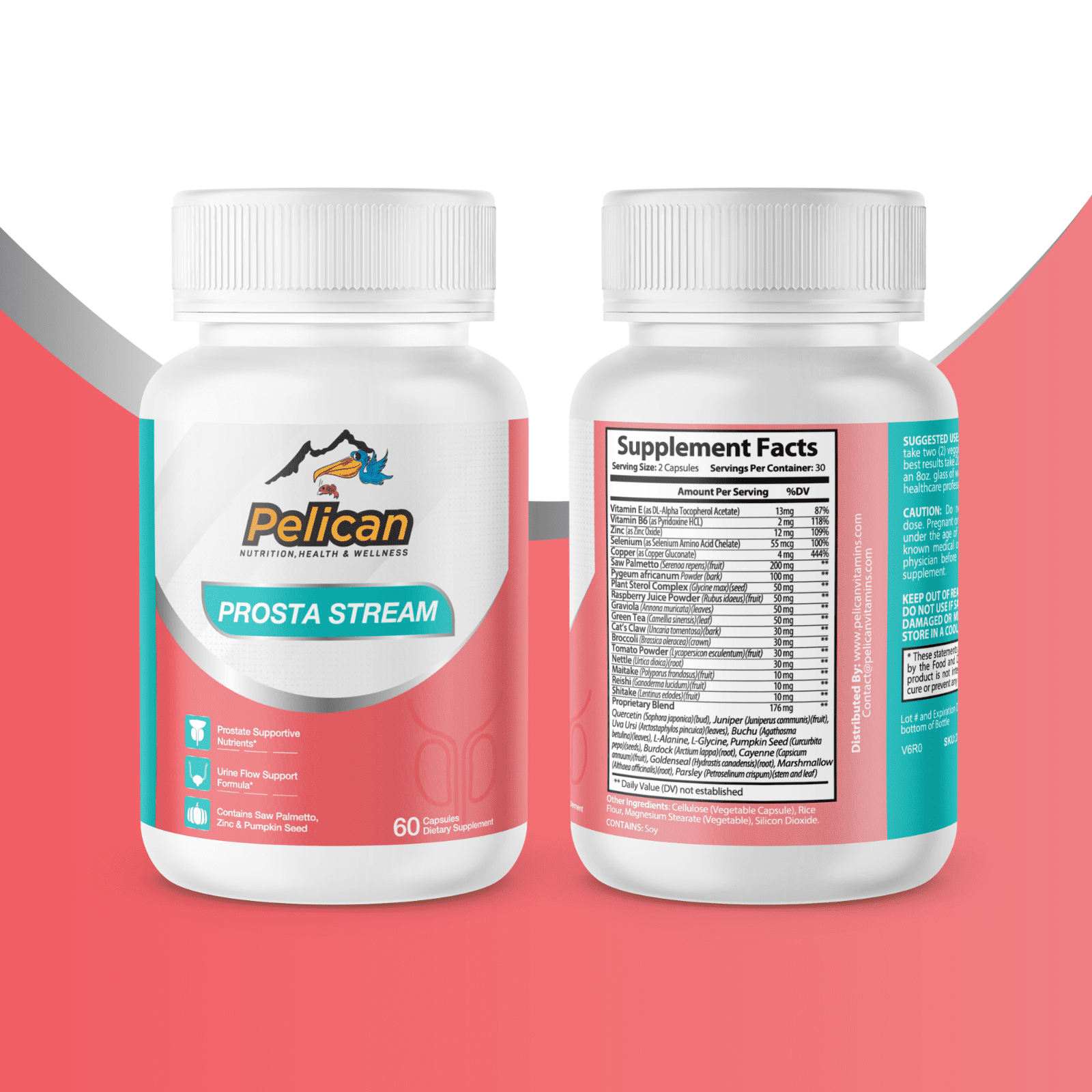 Prosta Stream, Prostate Health Cleansing-2 Bottles-120 Capsules-Pelican Vitamins