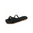 thumbnail image 3 of Fashionable Outdoors Thong Sandals for Women, Criss Cross Plain Polyester Toe Post Flat Sandals, 3 of 4