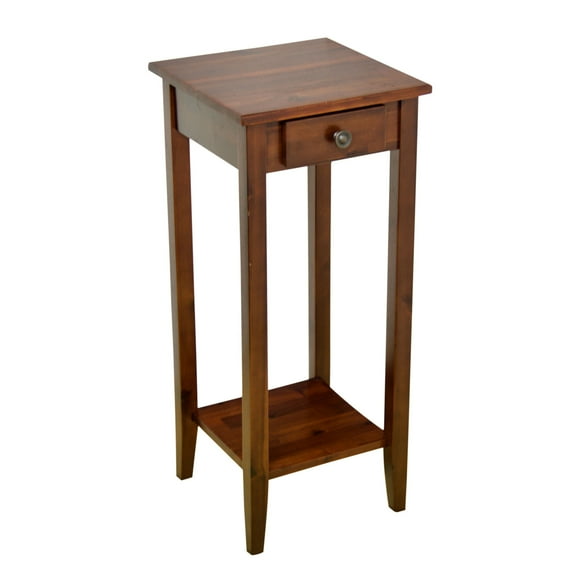 Casual Contemporary Living 2-Tier Solid Acacia Plant Stand with Drawer - Mahogany