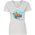 thumbnail image 3 of Inktastic Fort Lauderdale, Florida Swimming Sea Turtle with Bubbles Women's V-Neck T-Shirt, 3 of 5