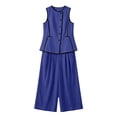 thumbnail image 6 of BRELIL Women Two Piece Sets Round Neck Sleeveless Tank Tops Wide Leg Pants Summer Casual Loungewear Matching Sets Vacation Travel Outfits Boho Solid Loose Tracksuit, Blue L, 6 of 6