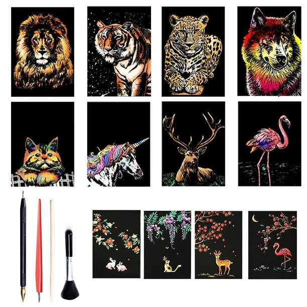 Set de papel para rascar Art Scratch Georgie Porgy, A4, kit de animales mágicos