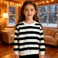 thumbnail image 2 of KAUOD Kids Striped Crew Neck Shirt Long Sleeve Cotton Pullover Sweatshirts Boys Girls Soft Fleece Thermal Sweater Clothes, 2 of 5