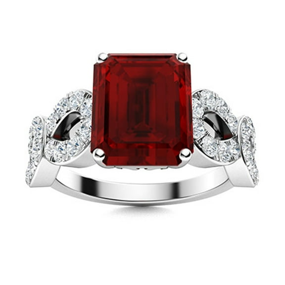 8X6 MM Radiant Cut Garnet 925 Sterling Silver Dainty Mother's Day Gift Delicate Ring Jewelry