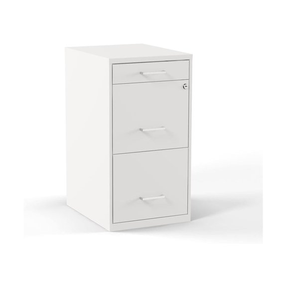 CintBllTer 2806666 3-Drawer Vertical File Cabinet Locking Letter White 18-Inch D (52144)