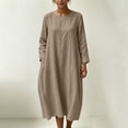 thumbnail image 5 of HAPIMO Women Maxi Dress With Round Neck Loose For Loungewear And Travel Coffee S, 5 of 8