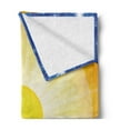 thumbnail image 2 of Space Soft Flannel Fleece Throw Blanket, Split Design with Stars in the Sky and Sun Beams Solar Balance Nature Image Print, Cozy Plush for Indoor and Outdoor Use, 50" x 60", Blue Yellow, by Ambesonne, 2 of 5