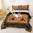 thumbnail image 3 of Feelyou Rustic Cross Fishing Wooden Queen Comforter Set for Men, Vintage Wood Outdoor Lake Nautical Fishing Bedding Comforter Set, Brown, Black Reversible, 3pcs, 3 of 6