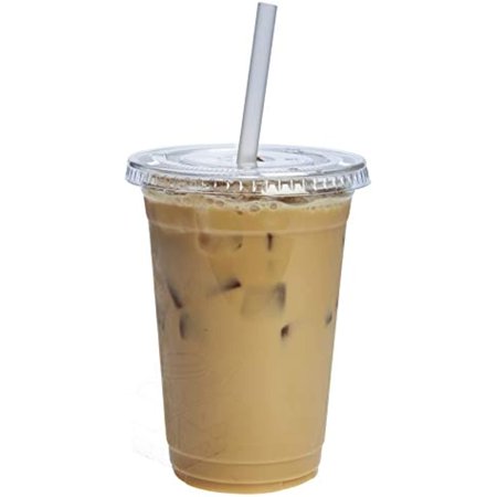 [20 Oz. - 50 Sets] Plastic Cups With Flat Lids