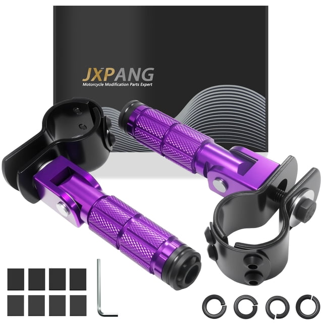 Estriberas traseras plegables para motocicleta JXPANG M8, moradas, universales
