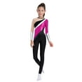thumbnail image 2 of vastwit Girls Kids Metallic Bodysuit Color Block Gymnastics Leotard Figure Skating Jumpsuit Full Body Dance Unitard Hot Pink 12, 2 of 6