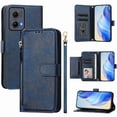 thumbnail image 1 of Funda para Motorola Edge 5G 2024 con cremallera tipo cartera, tarjetero, marco de fotos, soporte y cordón, de piel sintética. azul, 1 of 5