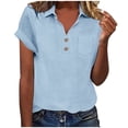 thumbnail image 4 of Vinsonshop Summer Short Sleeve Polo Shirts for Women Collared V Neck Work Dressy Tops Loose Business Casual Outfits (S-3XL), 4 of 9