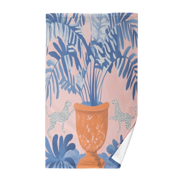 Yayeee 100% Cotton Hand Towels for Bathroom 16" x 28" Soft Absorbent Kitchen Towel, Pink Leaves