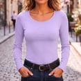 thumbnail image 3 of Stamzod Long Sleeve Shirts for Women U-Neck Slim Fitted Tops Casual Base Layer Undershirts Fall Fashion, 3 of 10