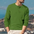 thumbnail image 6 of Inglocry Men's Henley Shirt - Long Sleeve Solid Color Button Down Cotton Shirt - Soft Undershirts for Men Green 3XL, 6 of 7
