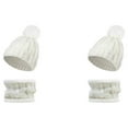 thumbnail image 4 of QualitChoice Winter Caps Decorative Hat Scarf Set Adorable Autumn Crochet Neckerchief Sports Two-piece Stylish Collar White 2Set, 4 of 6