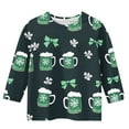 thumbnail image 3 of LckLvx Kids St Patricks Day Tops Cute Print 3/4 Sleeve Crewneck Shamrock Graphic Pullover Casual Blouse 3-12 Years, 3 of 5