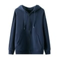 thumbnail image 2 of ZRGHAOYLQ Mens Zip Up Hoodies Casual Long Sleeve Hooded Sweatshirt Solid Color Drawstring Hoodie Tops 2025 Fall Clothes Lightweight Loose Fit Sweatshirts with Pockets Navy M, 2 of 3