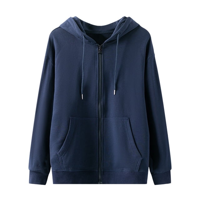 Men's Full Zip Hoodie Unisex Long Sleeve Hooded Sweatshirt Lightweigh Drawstring Zip Up Jacket with Pockets