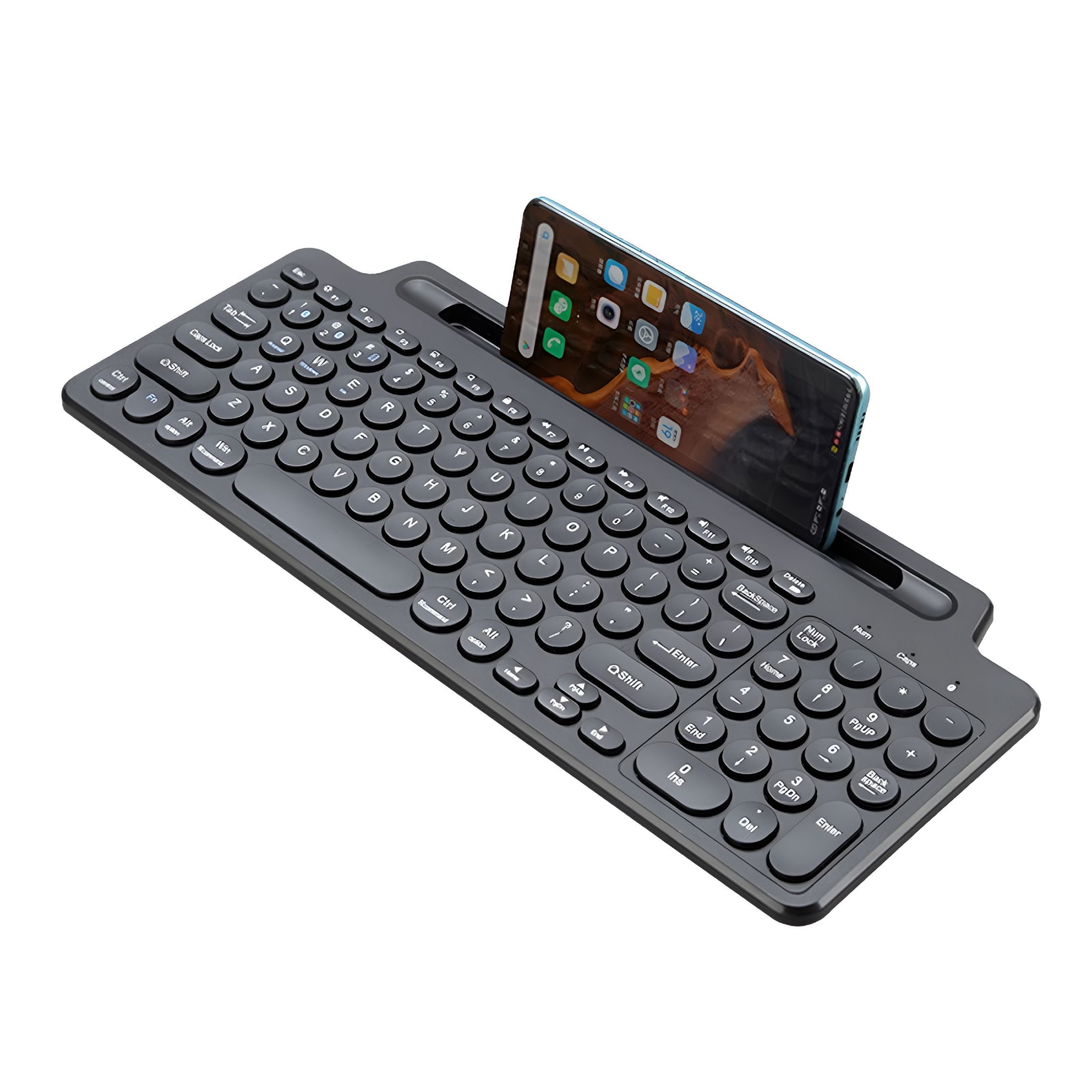 GJX Wireless Bluetooth Keyboard with Tablet/Phone Holder, Compatible with iOS, Android, Windows Tablets , Phone, PC, Laptop (Touchpad)