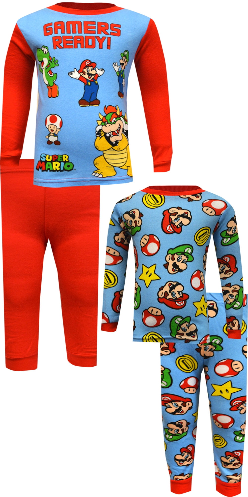 Super Mario Gamers Ready 4 Piece Cotton Pajamas - Walmart.com