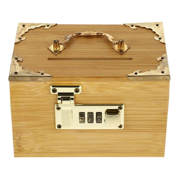 SWETRACE Retro Money-Saving Box With Combination Lock - Scratch- Keepsakes Container 1Pc 11.8x3.9x3.9in