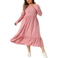 thumbnail image 2 of Vestido de Pascua de Talla Grande para Mujeres Agnes Orinda, Manga Larga, Corto en A con Bolsillos 2X Rosa, 2 of 5