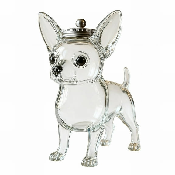 Dog Food Container,Glass Treat Canister,Airtight Snack Jar,Animal Shaped Dispenser for Kitchen Storage Home Travel Use,Decorative Food Holder for Dogs Dry Goods