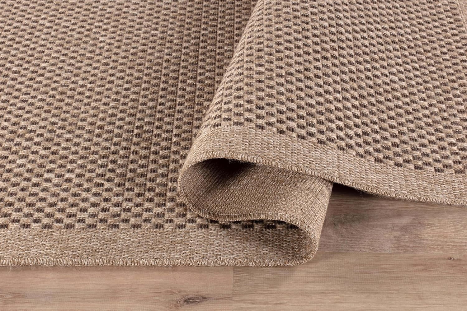 CAMILSON Easy Jute Rug Indoor Outdoor Farmhouse Area Rugs Checkered-Natural 6x9