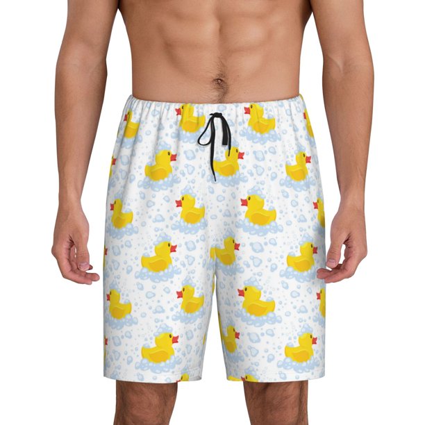 Fotbe Yellow Rubber Duck Pantalones Cortos de Pijama para Hombre, Ropa de Dormir, Pantalones de Pijama Cortos para Hombre-Medium