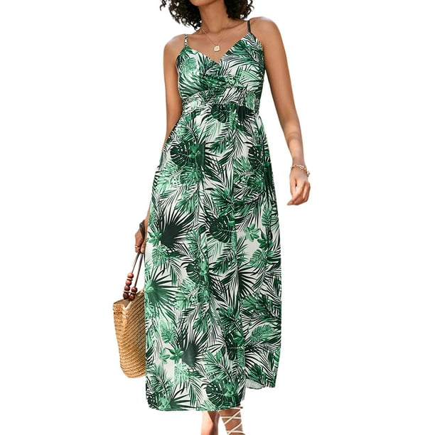 Glonme Ladies High Waist Hawaiian Maxi Dresses Loose Work Long Dress ...