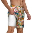 thumbnail image 2 of Kdxio Retro Summer Stamp Print Men'S Swim Trunks With Compression Liner 7 Inch Inseam Quick Dry Swim Shorts, 2 of 7