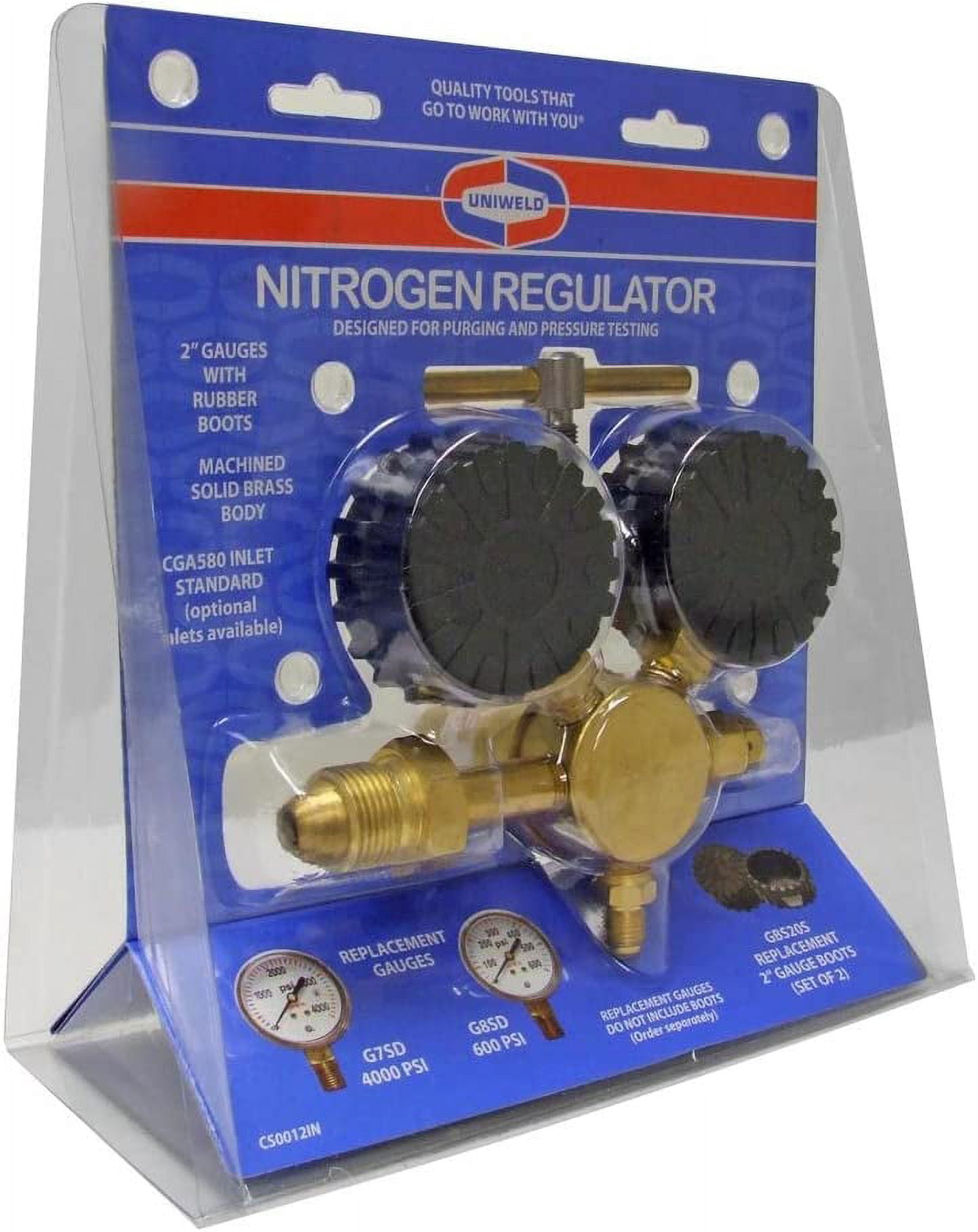 Uniweld RHP400 Nitrogen Regulator with 0-400 PSI Delivery Pressure, CGA580 Inlet Connection and 1/4-Inch Male Flare Outlet Connection