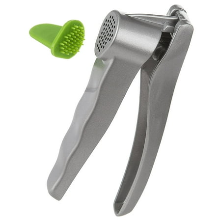 Prepworks by Garlic Press, This sturdy, aluminum Garlic Press works great on both peeled and unpeeled garlic, so there is no need to peel garlic cloves By