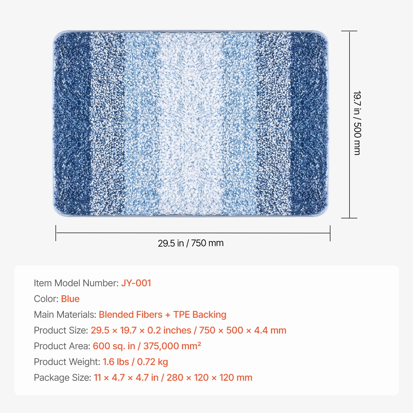 VEVOR Bathroom Rugs 30"x20" Bath Mat, Super Absorbent and Soft Microfiber Bathroom Mat with Non-Slip TPE Backing, Machine Washable and Quick Dry Bath Rugs, Bath Mats for Bathroom