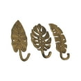 thumbnail image 2 of Zeckos Gold Cast Iron Tropical Leaf Wall Décor Hooks Set of 3, 2 of 8