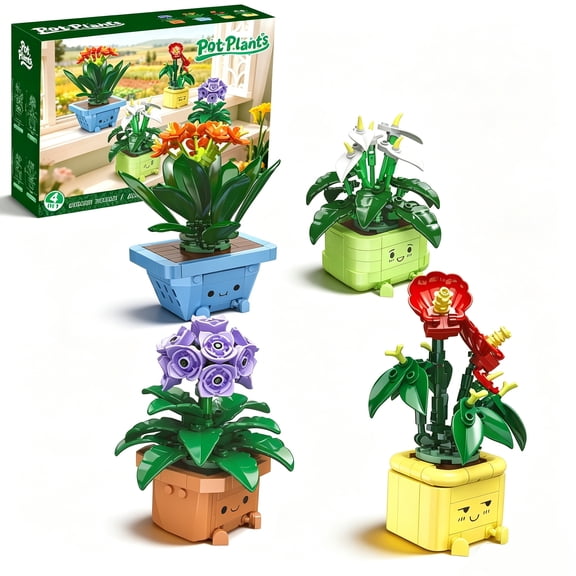 Flower Building Kit for Adults, 614 Pcs Botanicals Happy Plants Building Toys Compatible with Lego , Succulents Botanical Collection for Home Office Desk Décor, Gift for Valentine's Mother's Day