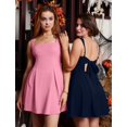 thumbnail image 2 of Vestido YMDUCH sin mangas con cuello cuadrado y lazo, azul marino, 2 of 8