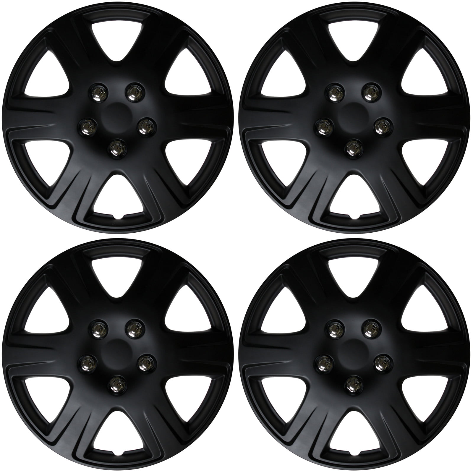 16" Inch Hubcaps Wheel Rim Cover Matt Black with Blue for Ford Fiesta Set